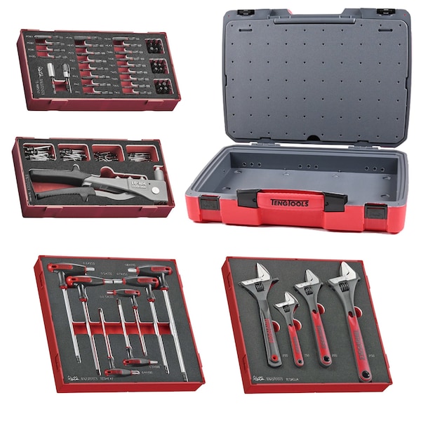 142 Piece Hex, Adjustable Wrench, Rivet & Impact Bit Foam Kit